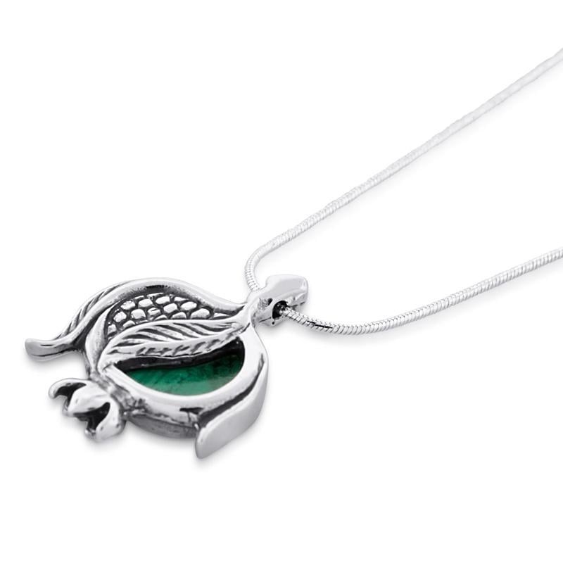 שרשרת אבן אילת מפוצלת וכסף רימונים